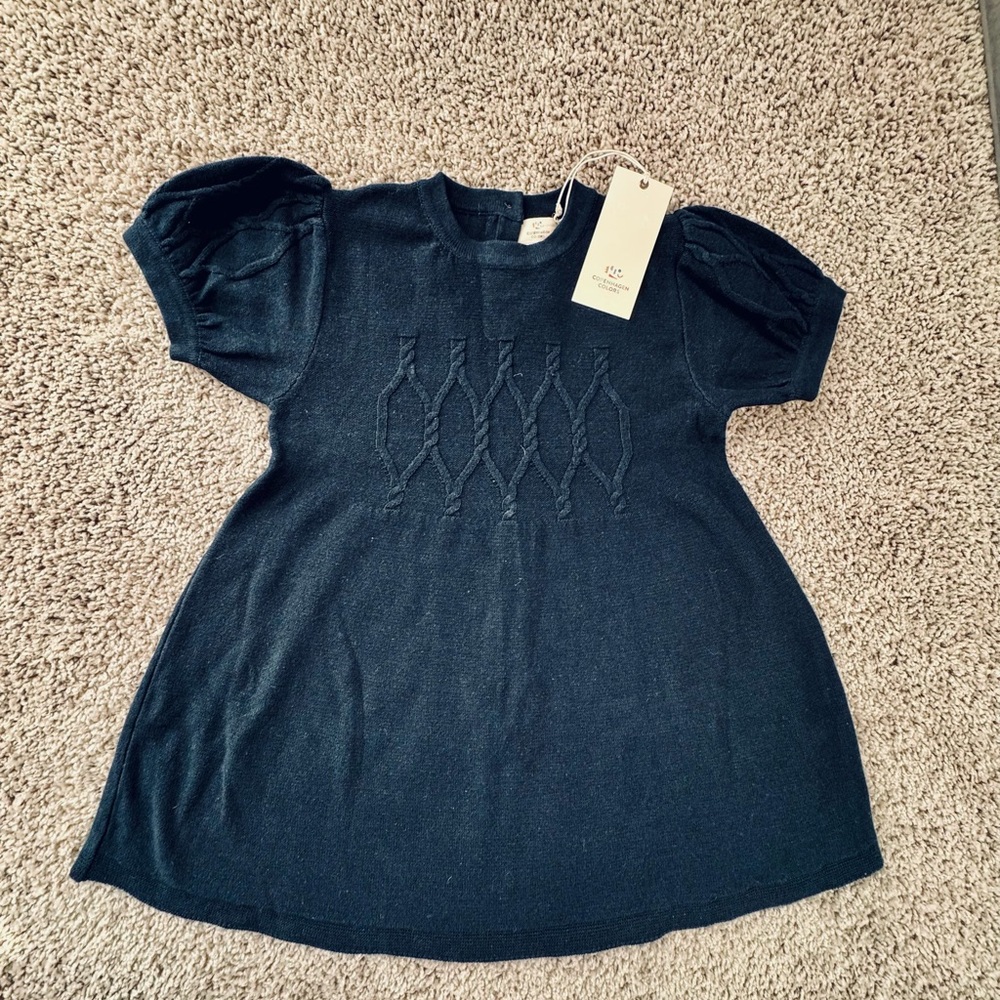 NEW WITH TAG - Copenhagen Color Navy Blue Knit kids Dress size 4Y